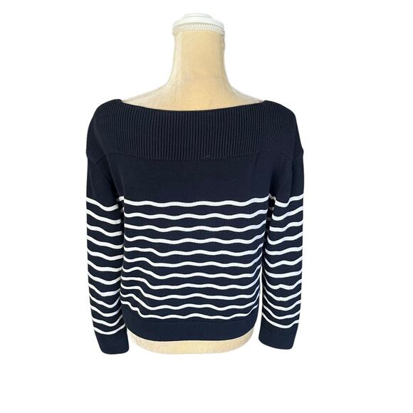 Saint James L'atelier Les Mathes Navy Striped Sweater Nautical Size Small 34 - Picture 12 of 16